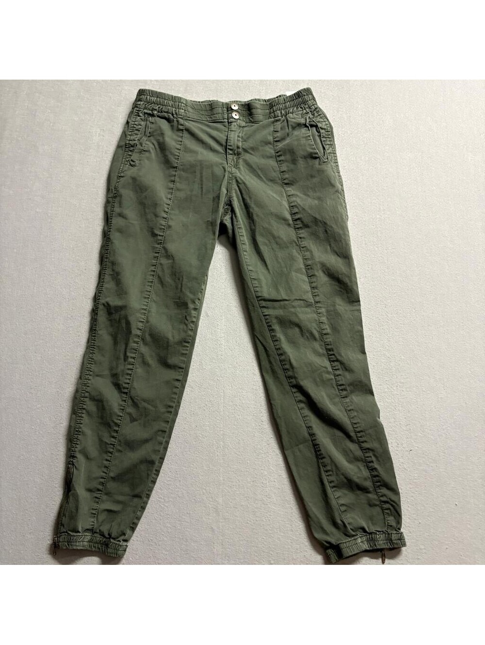 Unionbay Jogger Pants Womens Size 9 Green Utility Cargo Elastic Waist Ankle Zip